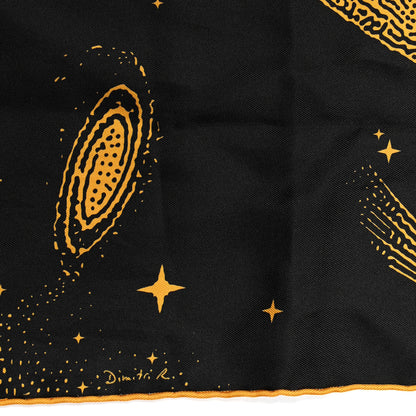 Hermes Silk Clair De Lune Double Face Scarf 90 Black Jaune D'Or Bleu 6 of 6