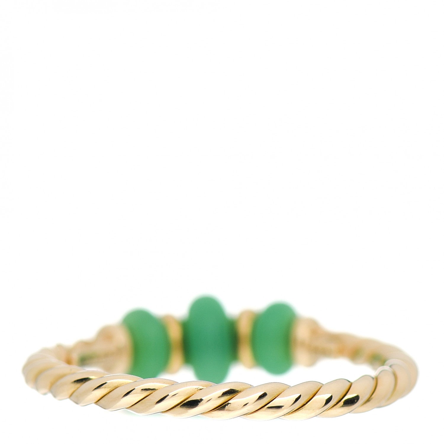 David Yurman 18K Yellow Gold Chrysoprase Rio Rondelle Ring 52 6 3 of 4