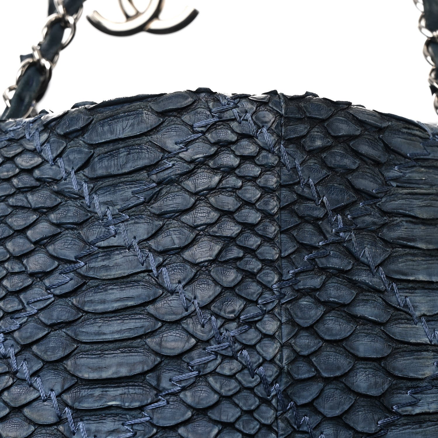 Chanel Snakeskin Ultimate Stitch Shopper Tote Blue 9 of 11