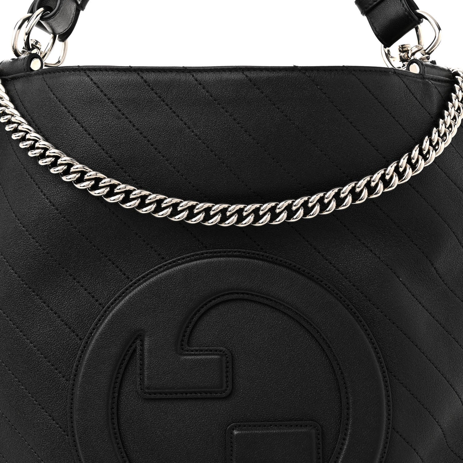 Gucci Sakai Be Green Calfskin Diagonal Stitched Medium Blondie Tote Black 8 of 11