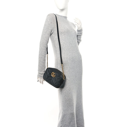 Gucci Calfskin Matelasse Small GG Marmont Chain Shoulder Bag Black 2 of 10