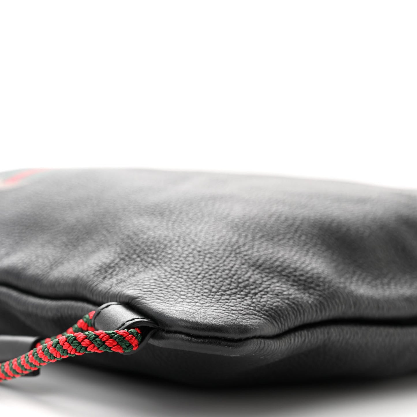 Calfskin Logo Drawstring Backpack Black
