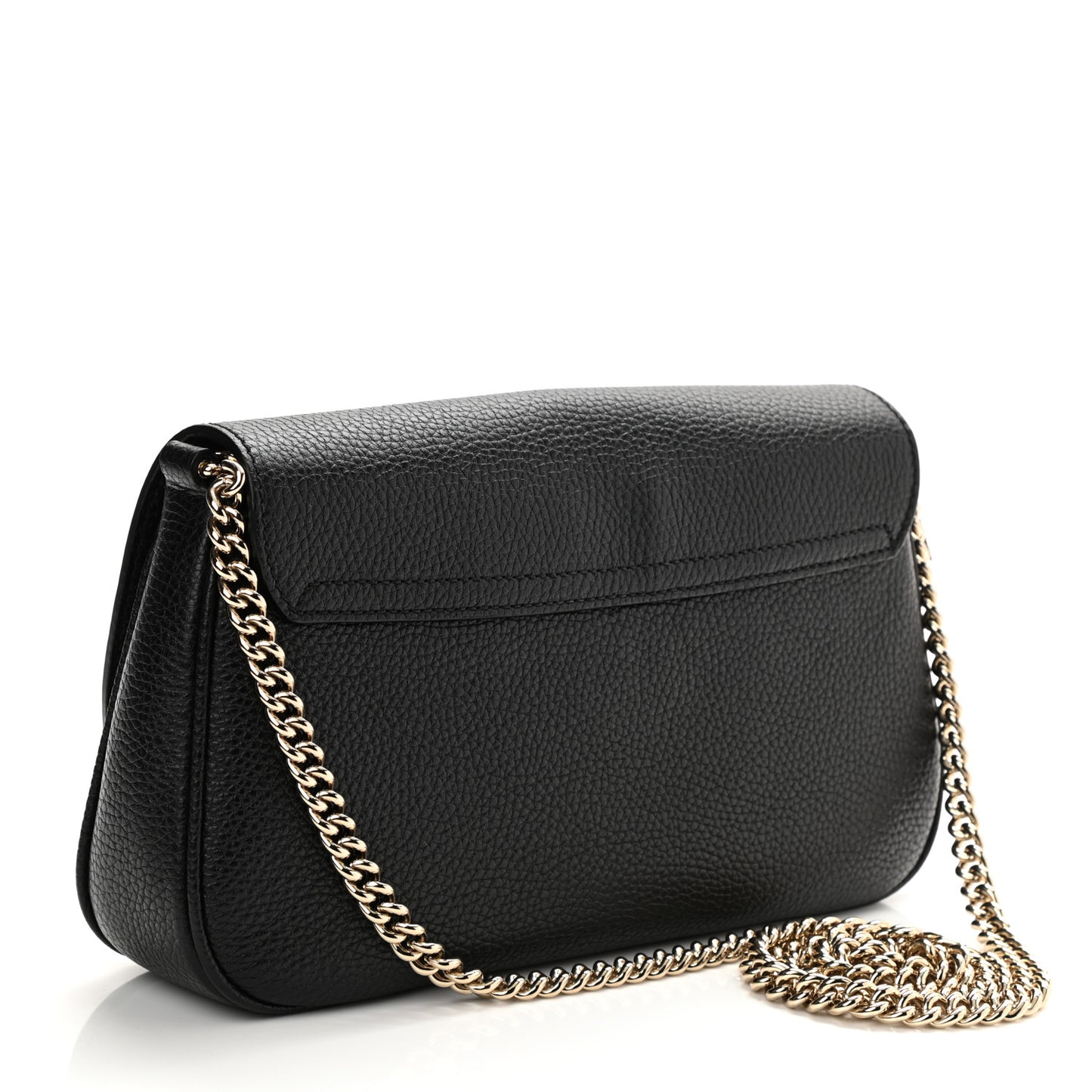 Pebbled Calfskin Medium Soho Flap Crossbody Black