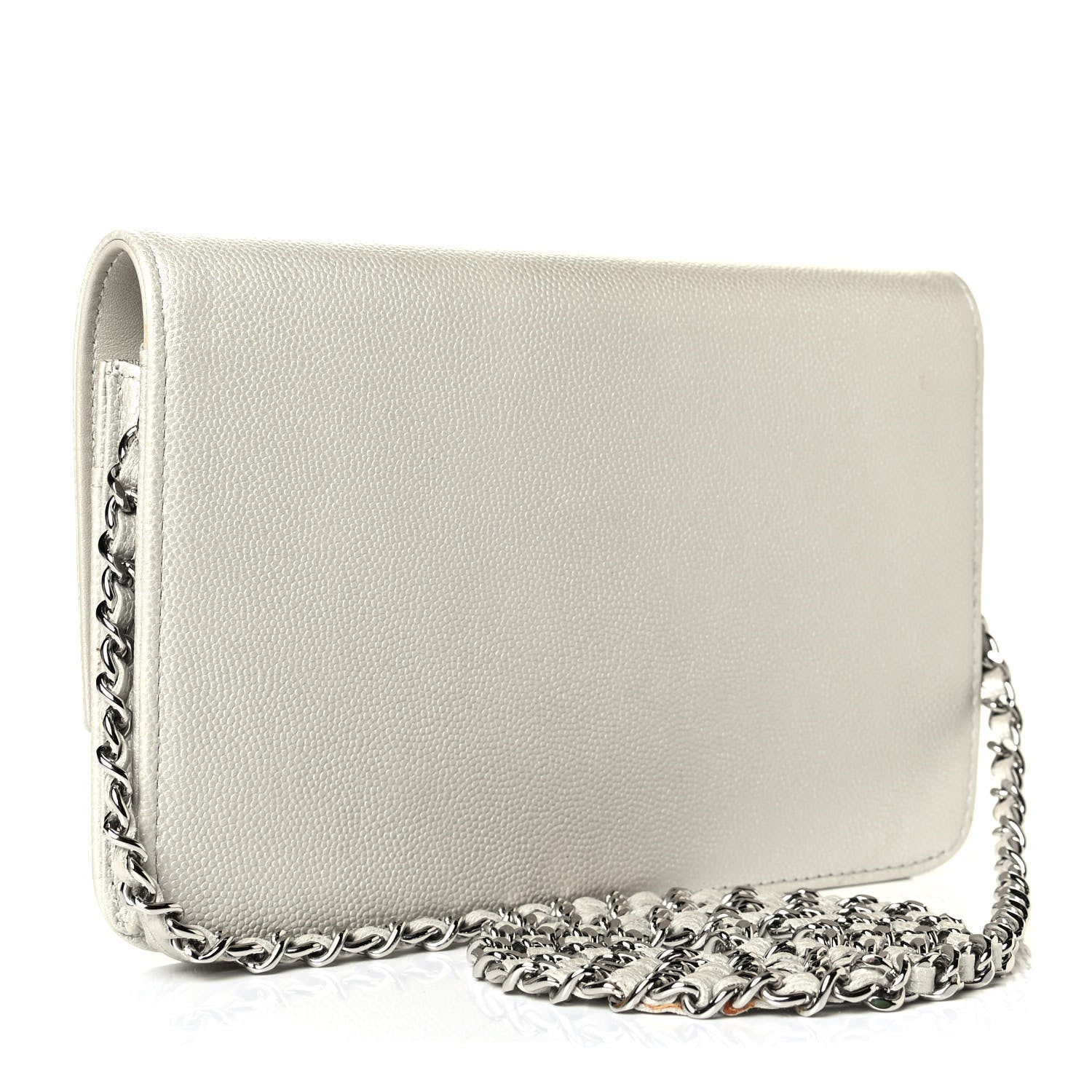 Chanel Caviar Sevruga Wallet on Chain WOC Silver 2 of 5