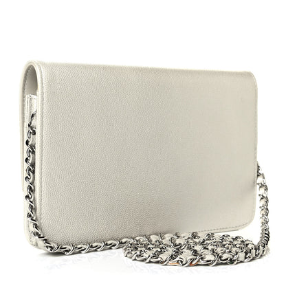 Chanel Caviar Sevruga Wallet on Chain WOC Silver 2 of 5