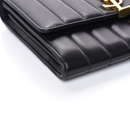 Saint Laurent Lambskin Matelasse Monogram Vicky Chain Wallet Black 7 of 10
