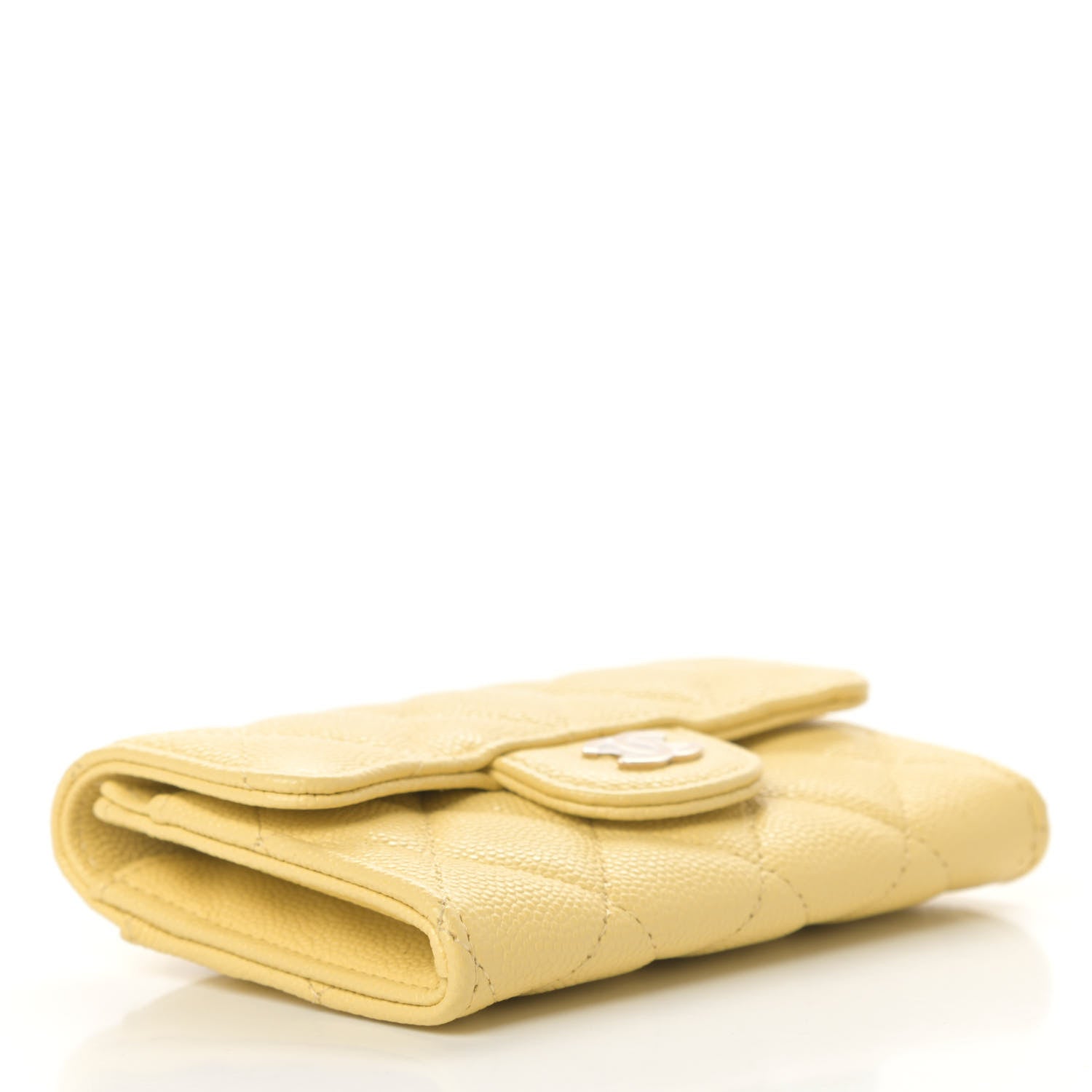 Chanel Caviar Quilted Flap Card Holder Wallet Yellow 4 of 8