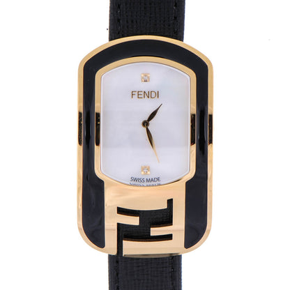 Fendi Stainless Steel Calfskin Diamond Mother of Pearl Enamel 29mm Chameleon Quartz Watch 1 of 10