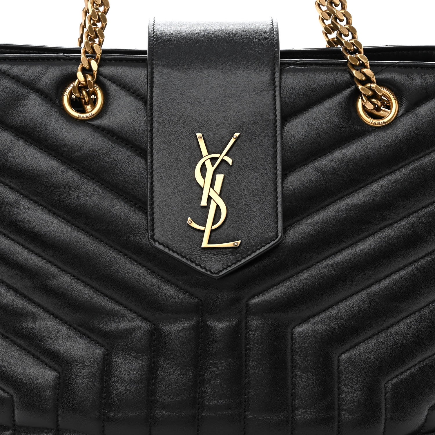 Saint Laurent Calfskin Y Quilted Monogram Large Loulou Shopper Black 9 of 13