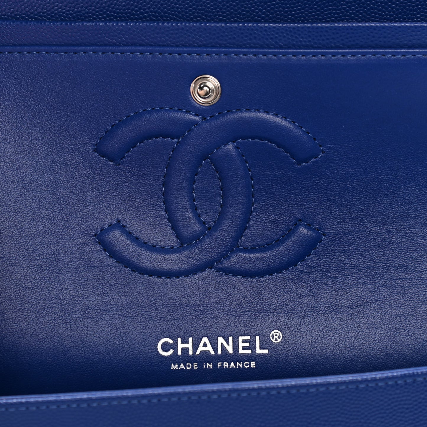 Caviar Quilted Medium Double Flap Blue