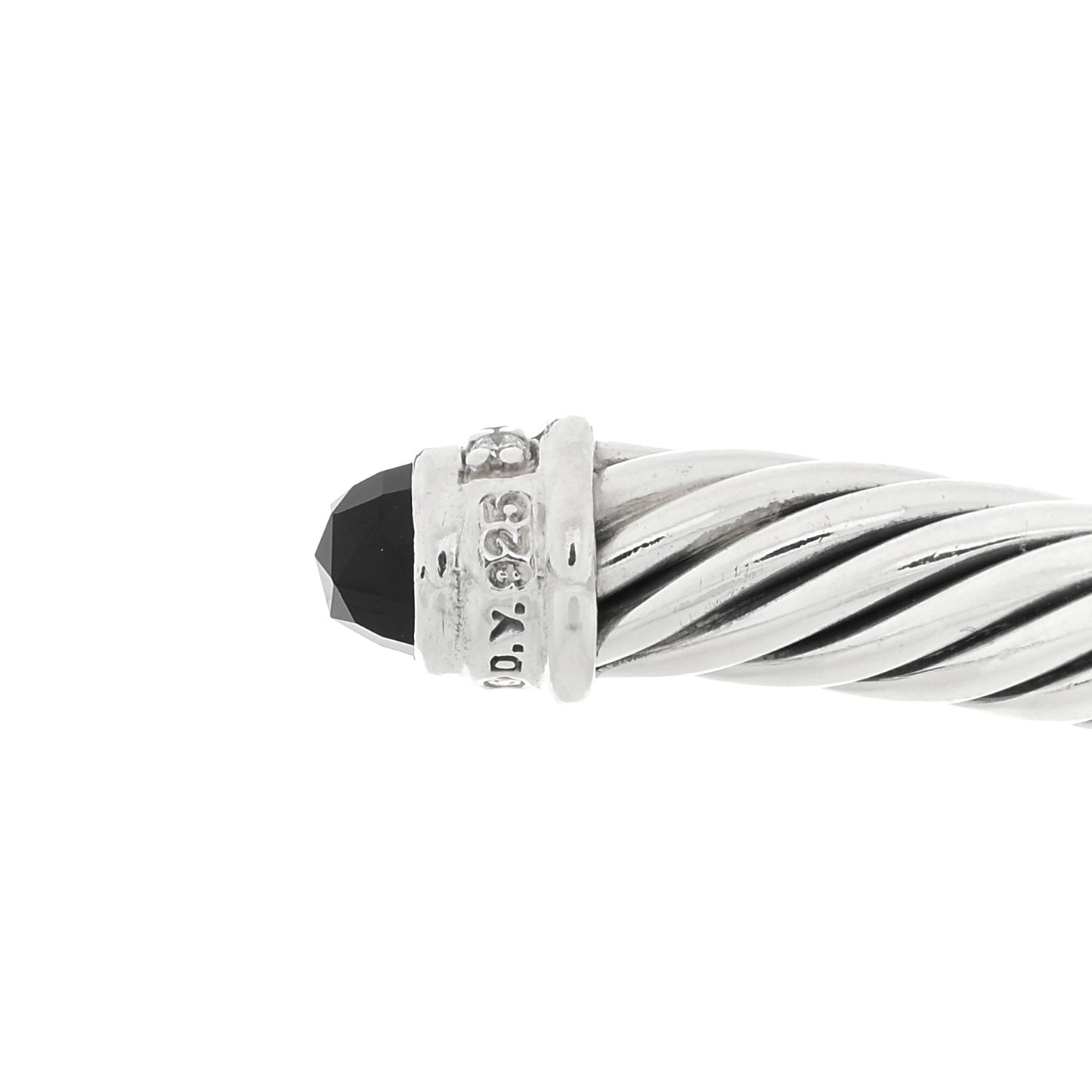 Sterling Silver Diamond Black Onyx 5mm Cable Classics Bracelet