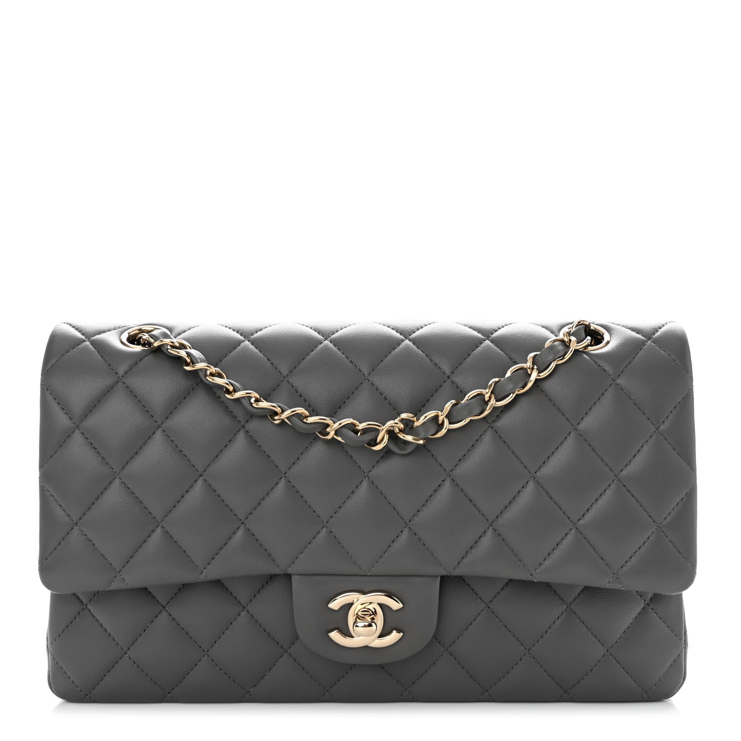 Chanel Lambskin Quilted Medium Double Flap Dark Grey 1 of 10