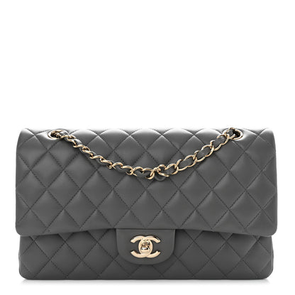 Chanel Lambskin Quilted Medium Double Flap Dark Grey 1 of 10
