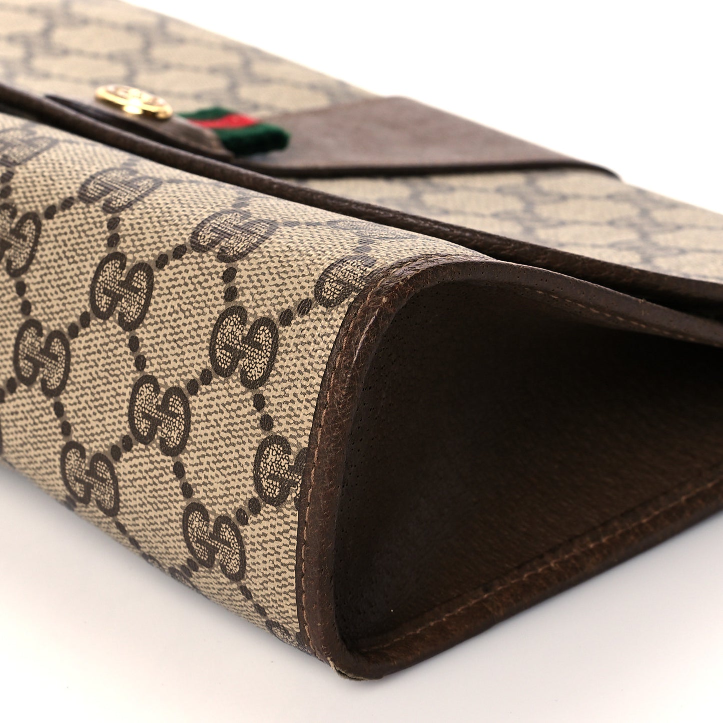 Coated Canvas Monogram Web Clutch Brown