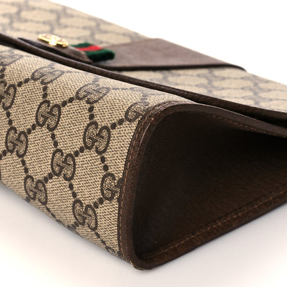 Gucci Coated Canvas Monogram Web Clutch Brown 10 of 14