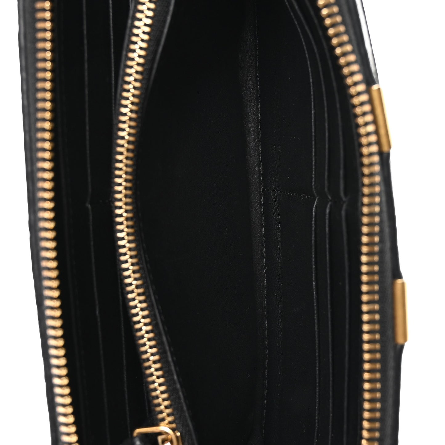 Grained Calfskin Marcie Long Zip Around Wallet Black