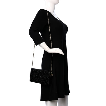 Christian Dior Crinkled Patent Cannage Lady Dior Pouch Black 2 of 11