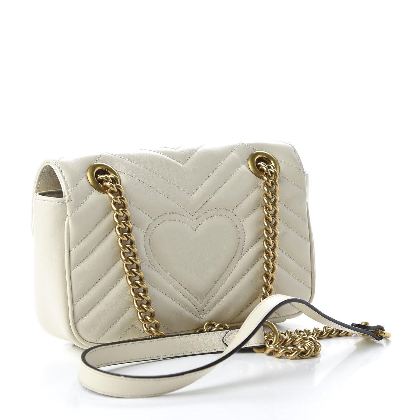 Calfskin Matelasse Mini GG Marmont Shoulder Bag White
