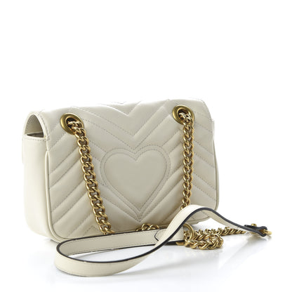 Gucci Calfskin Matelasse Mini GG Marmont Shoulder Bag White 3 of 10