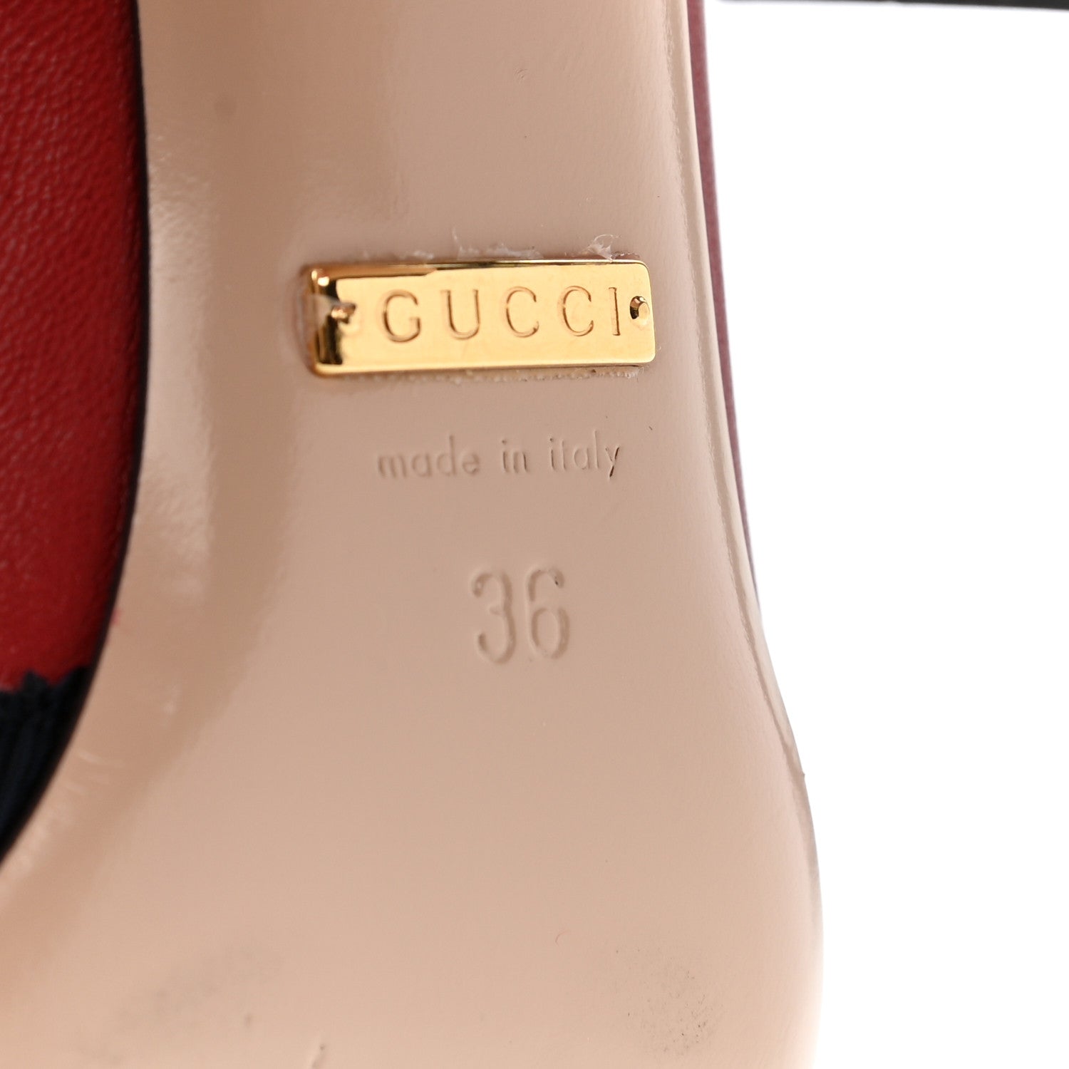 Gucci Calfkin Web Bow Pumps 36 Hibiscus Red 6 of 10