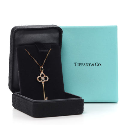 Tiffany 18K Rose Gold Diamond Crown Key Pendant Necklace 6 of 6