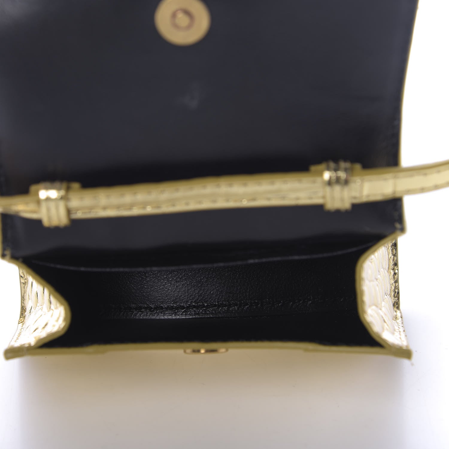 Balenciaga Metallic Calfskin Crocodile Embossed Hourglass Top Handle Bag Mini Gold 6 of 8