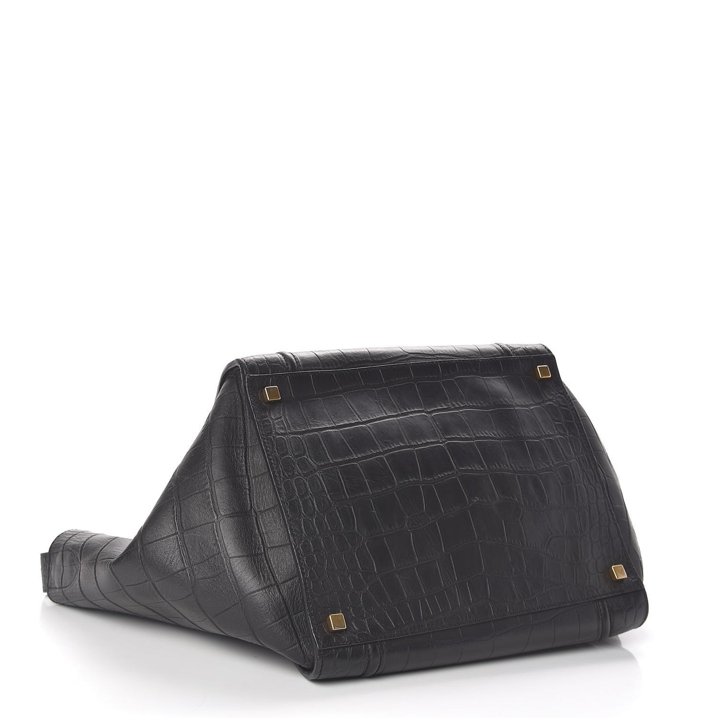 Calfskin Crocodile Embossed Medium Phantom Luggage Black