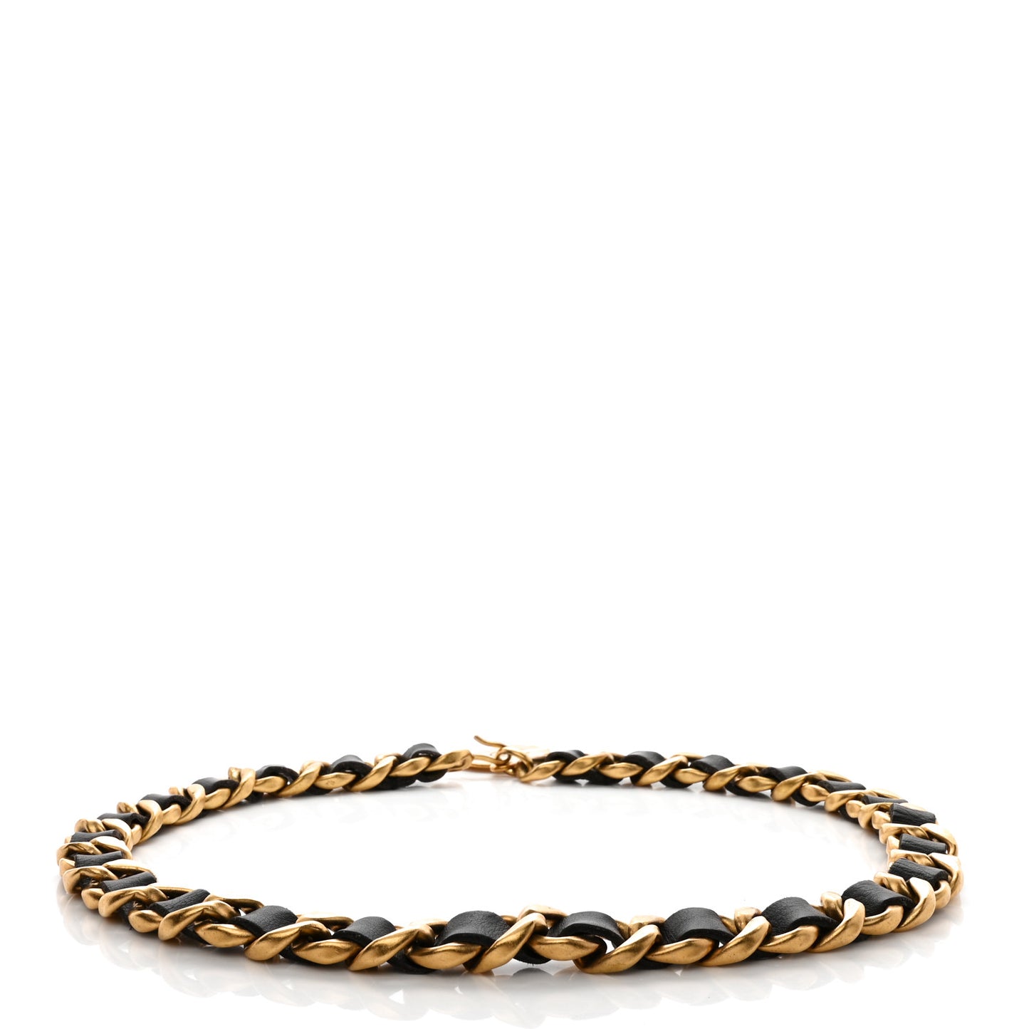 Lambskin Chain CC Medallion Belt Black Gold