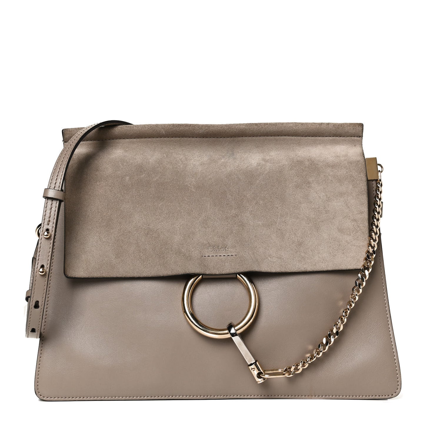 Calfskin Suede Medium Faye Shoulder Bag Motty Grey