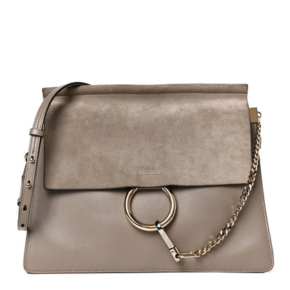 Chloe Calfskin Suede Medium Faye Shoulder Bag Motty Grey 1 of 12