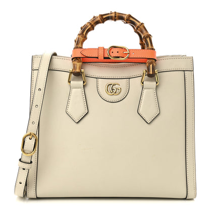 Gucci Wonka Grain Calfskin Small Diana Tote Bag Mystic White Orange Fluo 1 of 15