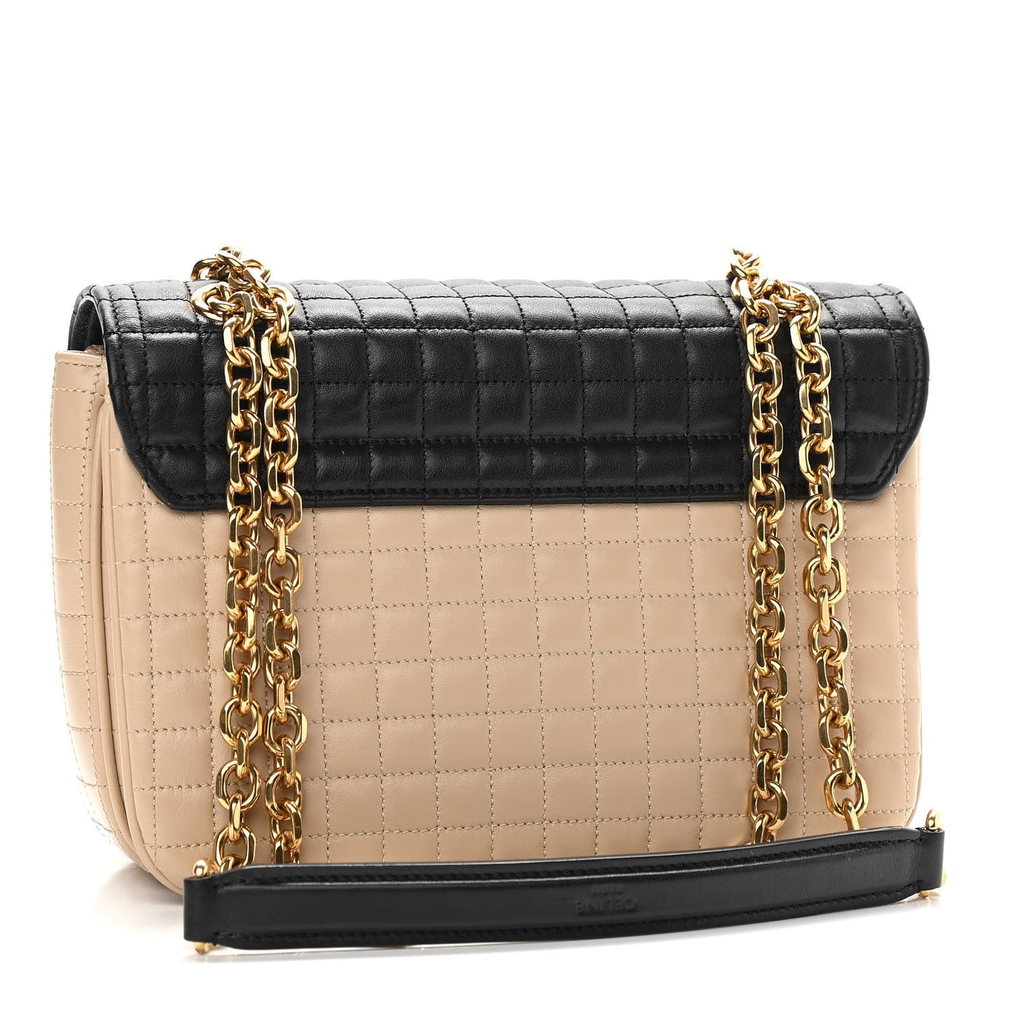 Calfskin Quilted Medium C Bag Black Beige