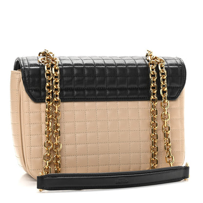 Celine Calfskin Quilted Medium C Bag Black Beige 2 of 12