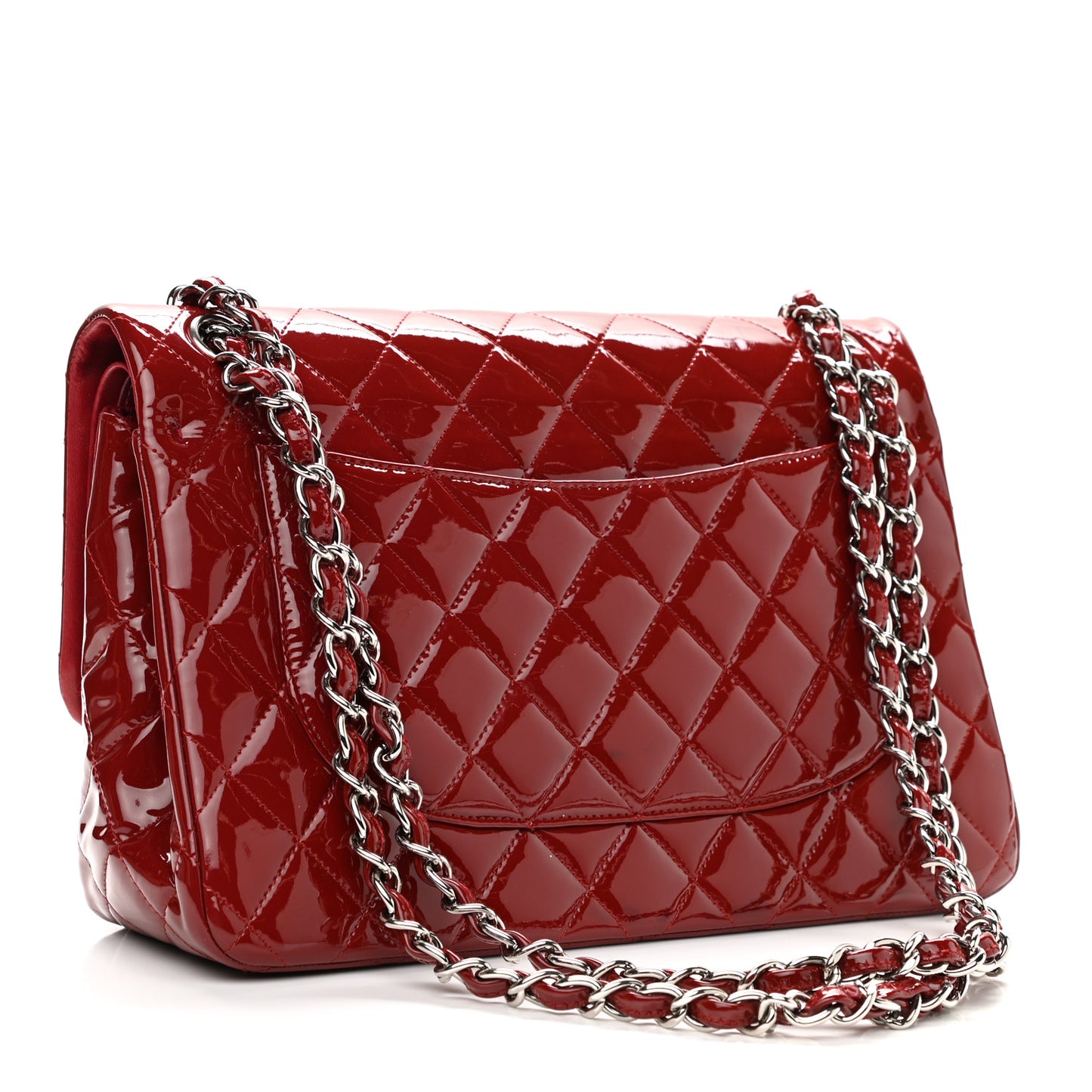 Patent Quilted Jumbo Double Flap Red