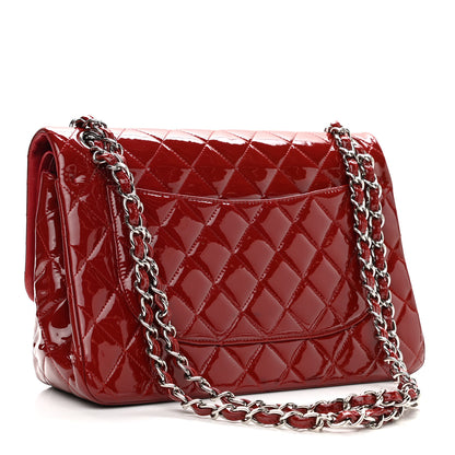 Chanel Patent Quilted Jumbo Double Flap Red 2 of 11