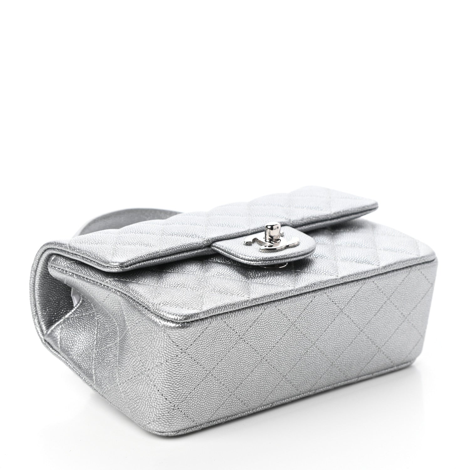 Chanel Metallic Caviar Quilted Mini Top Handle Rectangular Flap Silver 4 of 10