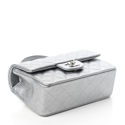 Chanel Metallic Caviar Quilted Mini Top Handle Rectangular Flap Silver 4 of 10