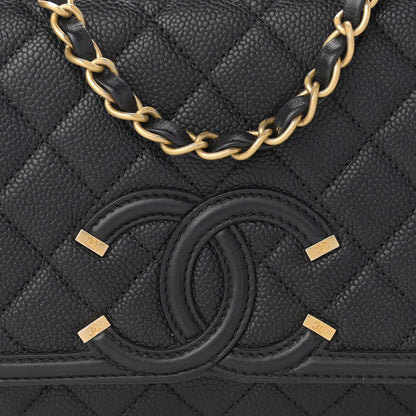 Chanel Caviar Quilted Medium CC Filigree Flap Black 7 of 10