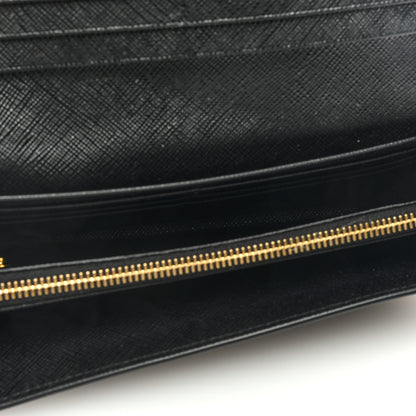 Prada Saffiano Metal Continental Flap Wallet Black 6 of 7