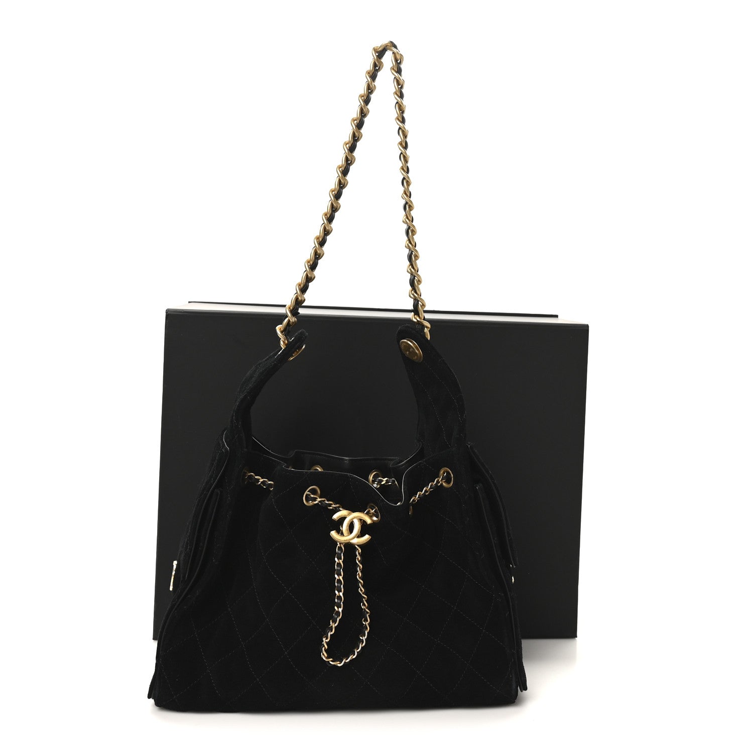 Chanel Suede Quilted Small Chanel 25 Handbag Black 11 of 11