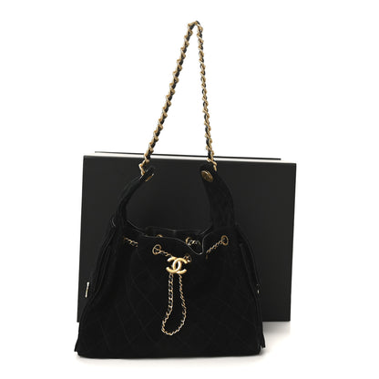 Chanel Suede Quilted Small Chanel 25 Handbag Black 11 of 11