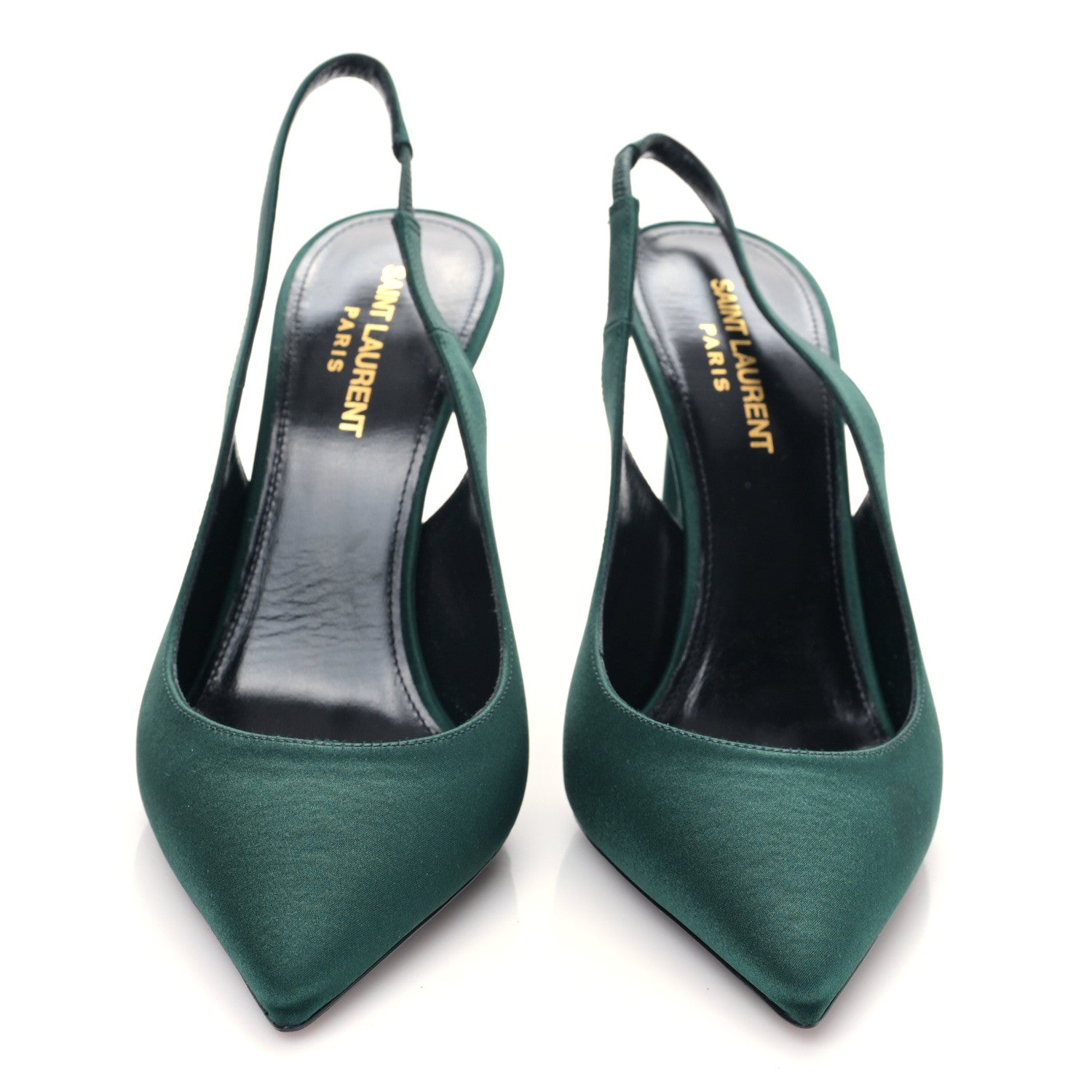 Saint Laurent Crepe Satin Zoe 105 Slingback Pump 38.5 Dorian Green 2 of 8