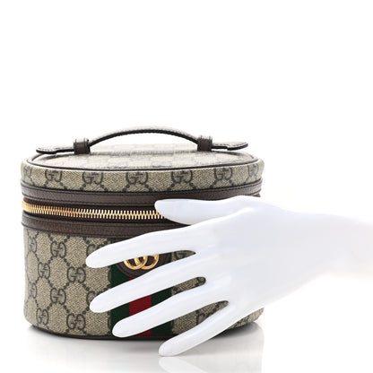 Gucci GG Supreme Monogram Textured Calfskin Web Ophidia Vanity Cosmetic Case Beige Ebony New Acero 2 of 8