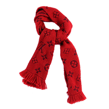 Louis Vuitton Wool Silk Logomania Scarf Rubis 1 of 2