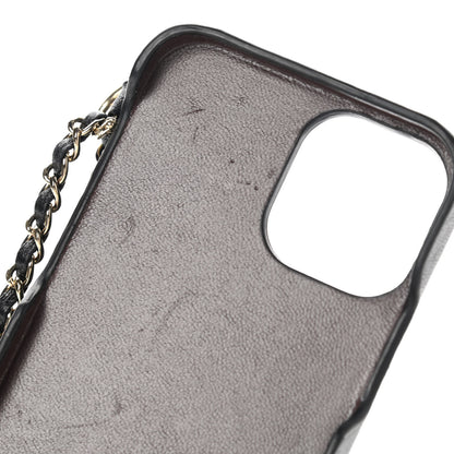 Chanel Lambskin Quilted Pearl Crush iPhone XII Pro Holder With Chain Black 8 of 9