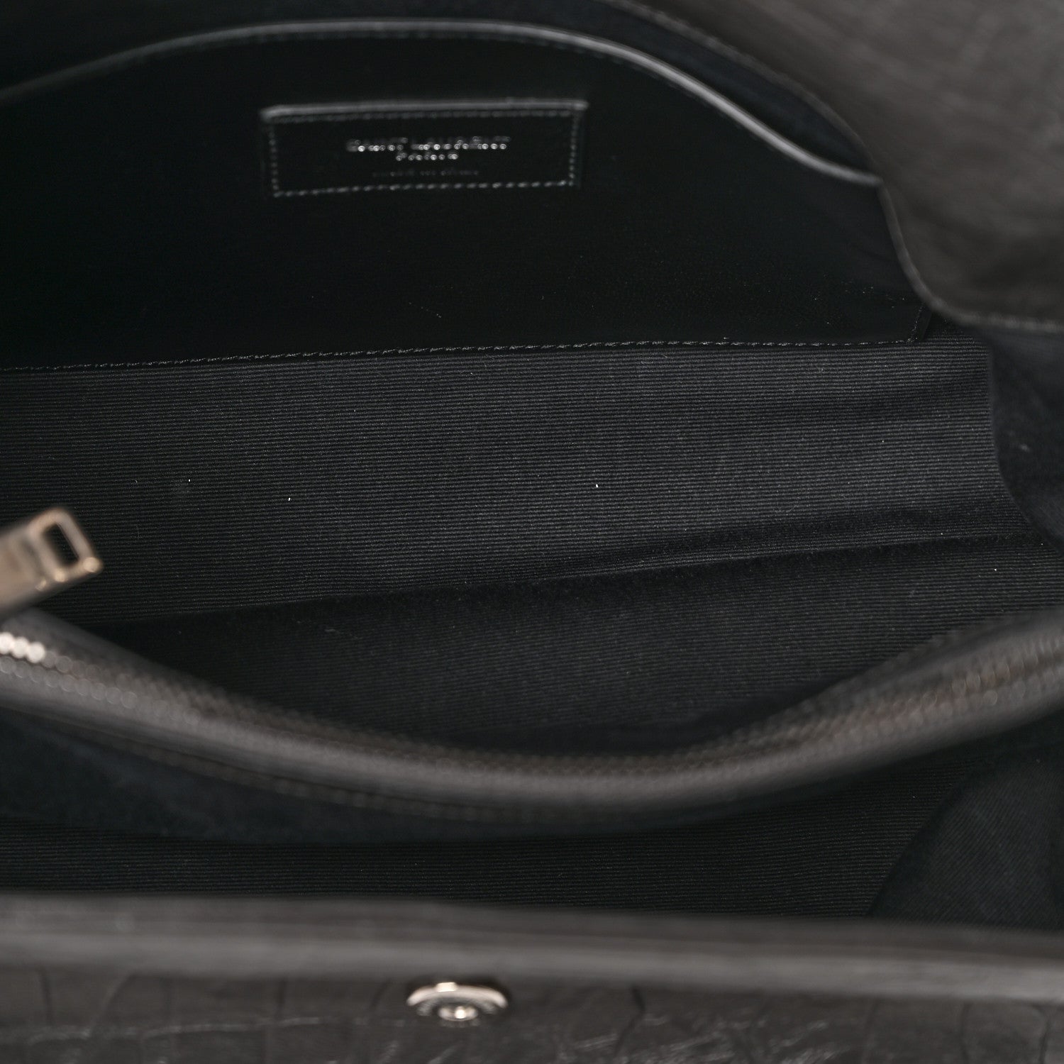 Saint Laurent Calfskin Crocodile Embossed Medium West Hollywood Monogram Fold-Over Grey 5 of 12