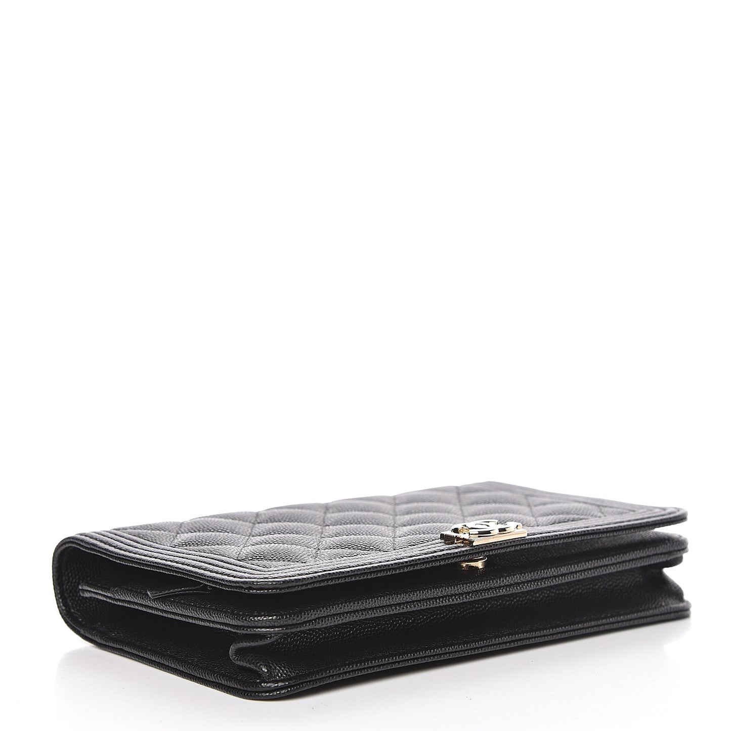 Caviar Quilted Boy Wallet On Chain WOC Black