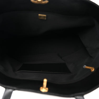 Chanel Shiny Lambskin Quilted Chain Around Shopping Tote Black 5 of 12
