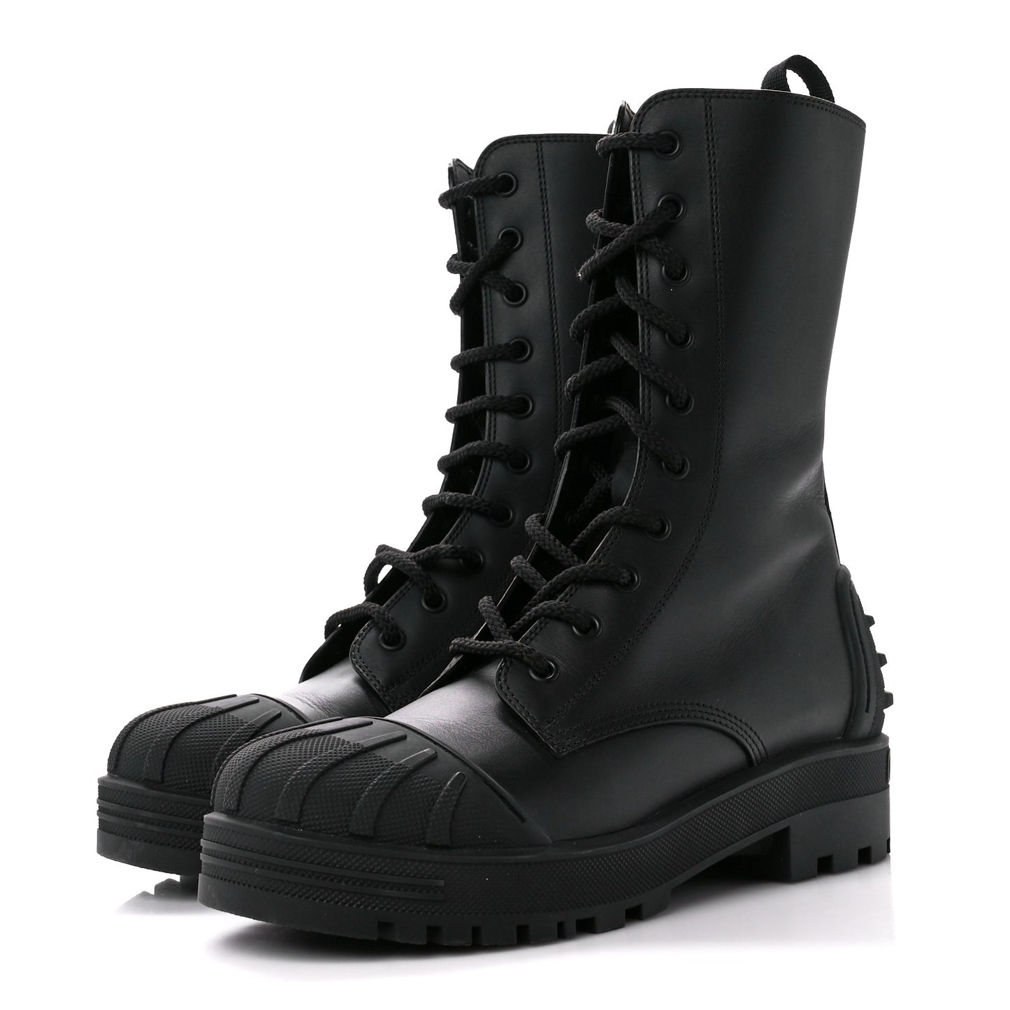 Calfskin Rubber Dioriron Boots 36 Black