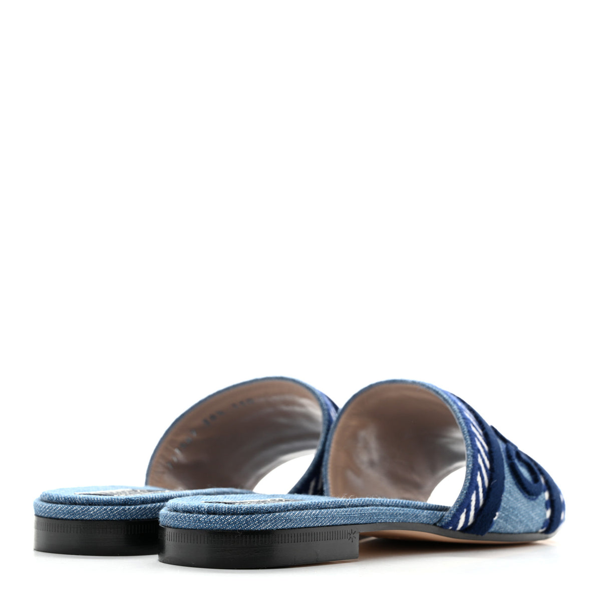 Gucci Plain Spain Denim Logo Slide Sandals 38.5 Light Blue 5 of 9